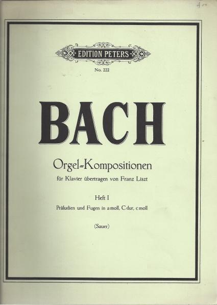 Image for Bach Orgel Kompositionen fur Klavier Heft 1 (Sauer) Edition Peters No.222
